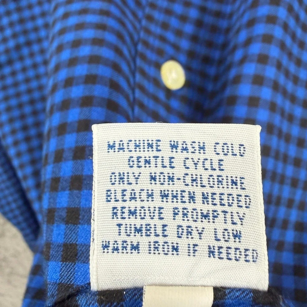 Ralph‎ Lauren Pony Mens Long Sleeve Button Down Shirt Gingham Check Blue Black M